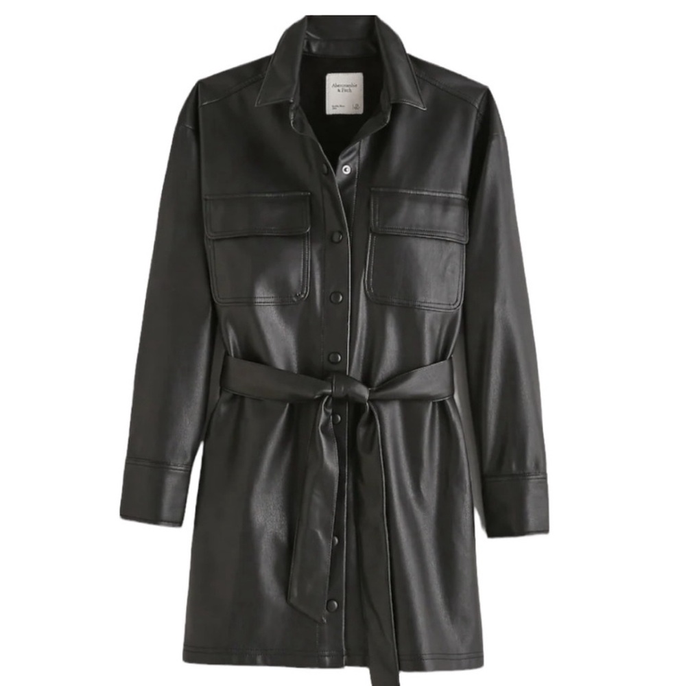 NWOT Abercrombie & Fitch Vegan Leather Shirt Dress XS Tall